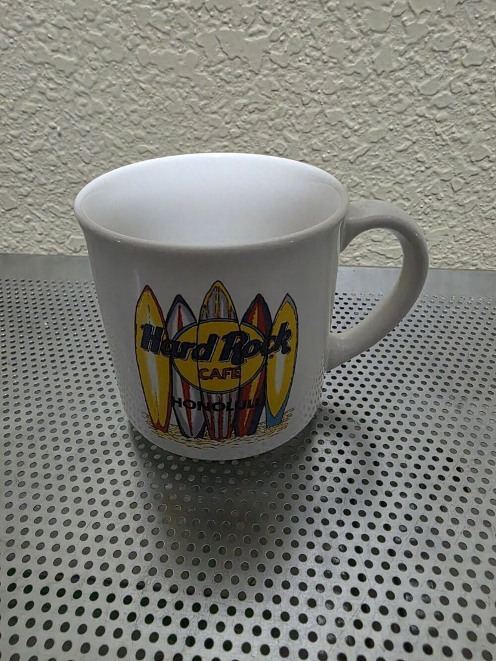 Hard Rock Cafe Honolulu Surfboard Coffee Mug 2 Sided 12 oz Tea Cup Vintage